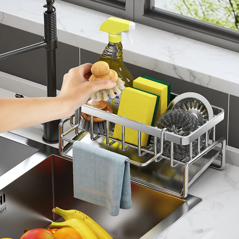No-Drill Stainless Steel Sink Organizer – Keep Your Kitchen Clean & Dry