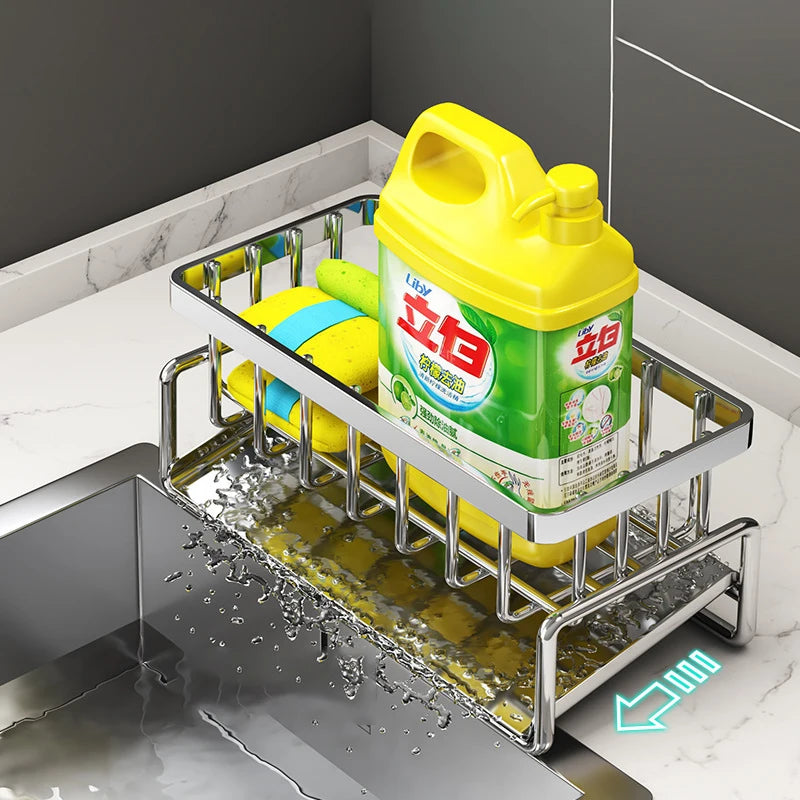 No-Drill Stainless Steel Sink Organizer – Keep Your Kitchen Clean & Dry