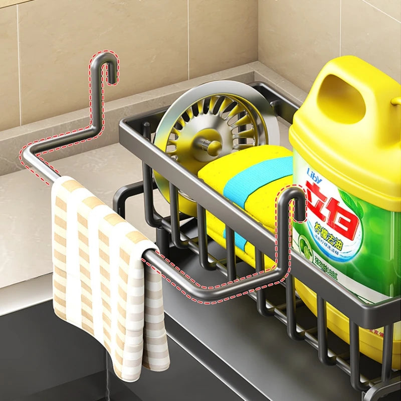 No-Drill Stainless Steel Sink Organizer – Keep Your Kitchen Clean & Dry